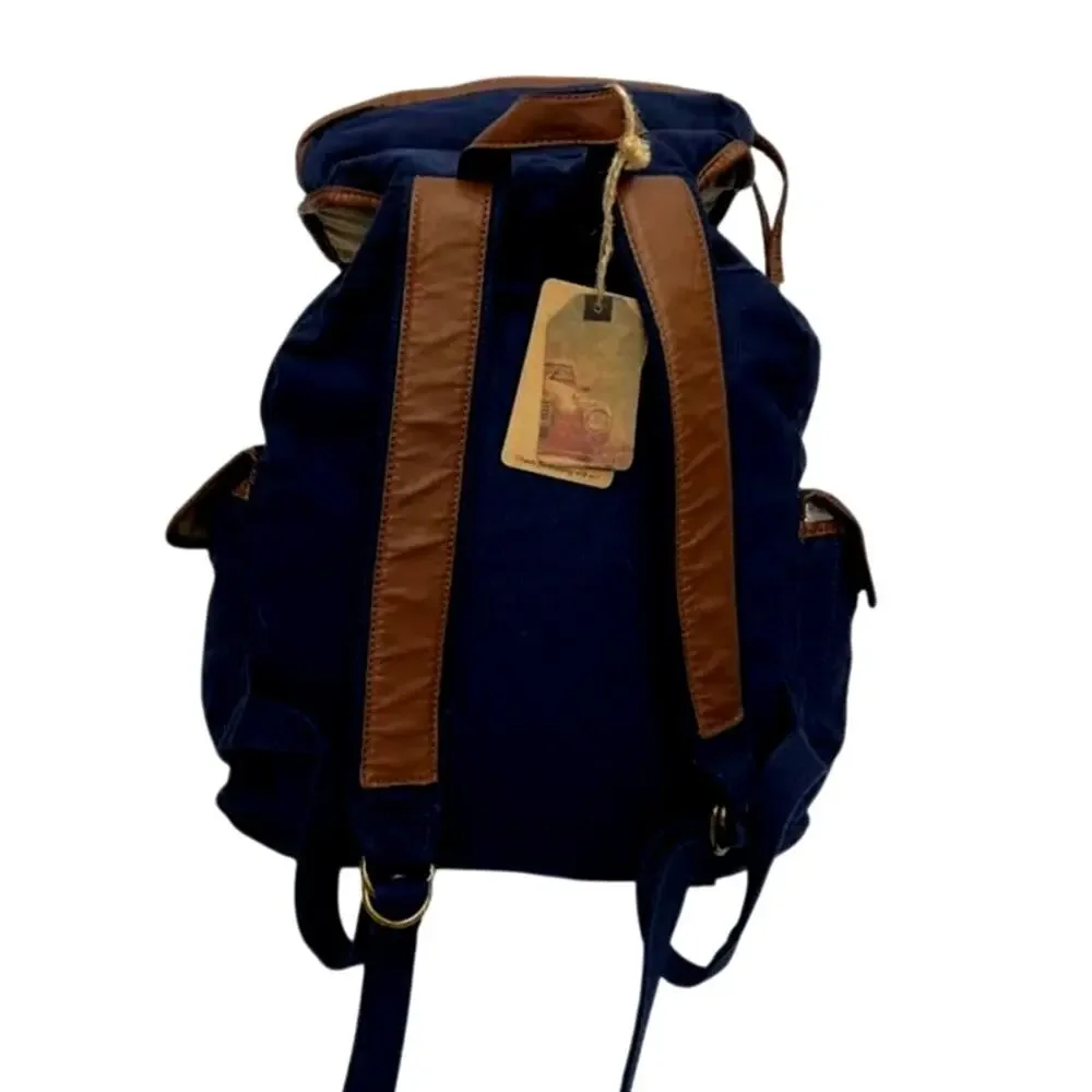 NWT! Hynes Eagle Retro Designer Canvas‎ Backpack 28L NAVY